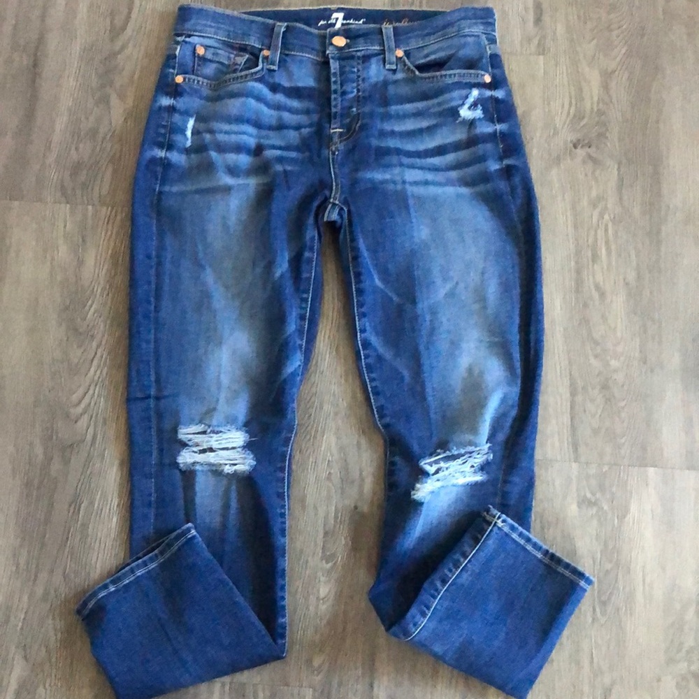 7 for all mankind  Stretch Skinny boyfriend jeans